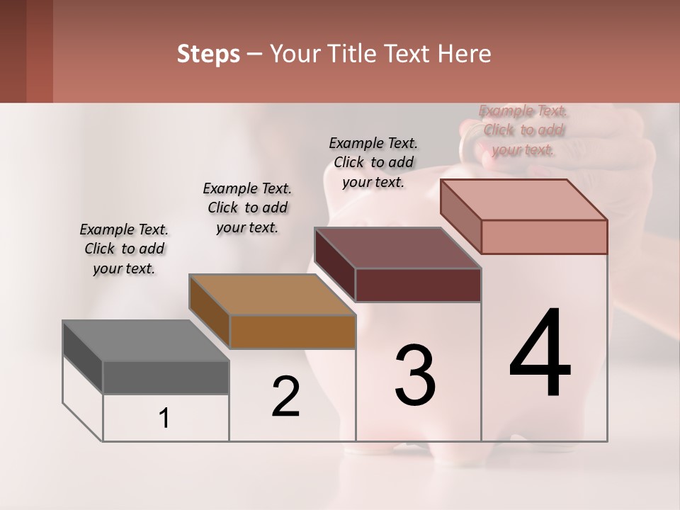 A Woman Putting A Coin Into A Pink Piggy Bank PowerPoint Template