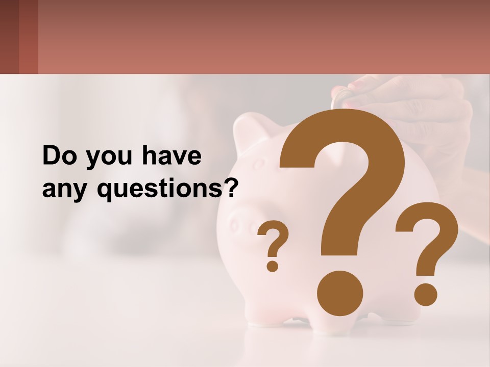 A Woman Putting A Coin Into A Pink Piggy Bank PowerPoint Template