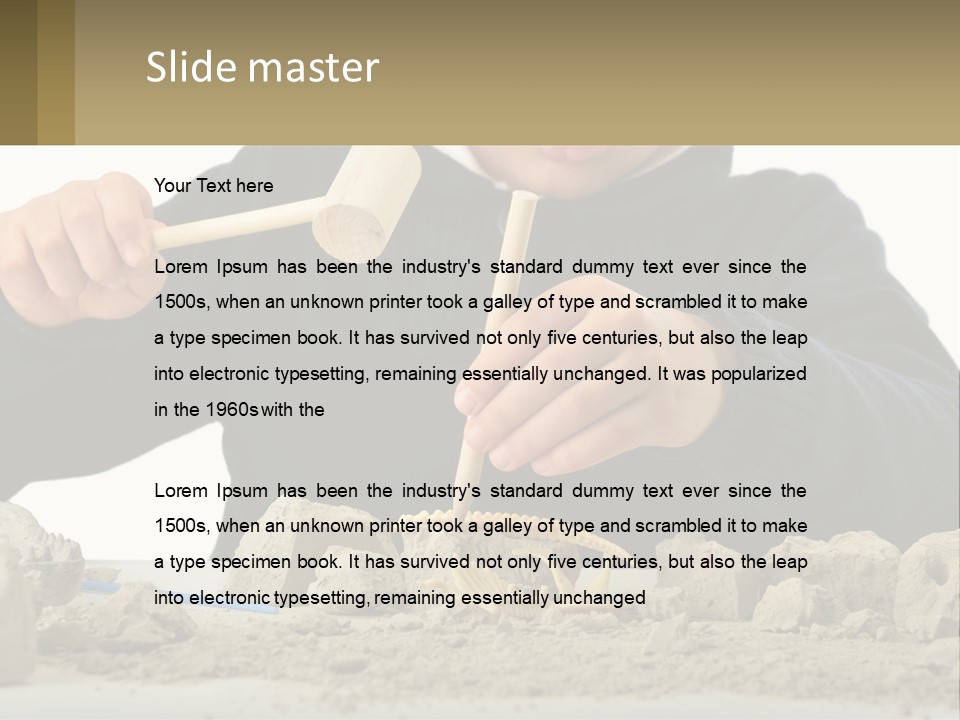 A Young Boy Is Playing With A Wooden Spoon PowerPoint Template