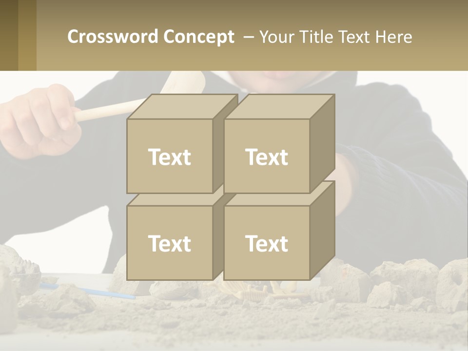 A Young Boy Is Playing With A Wooden Spoon PowerPoint Template