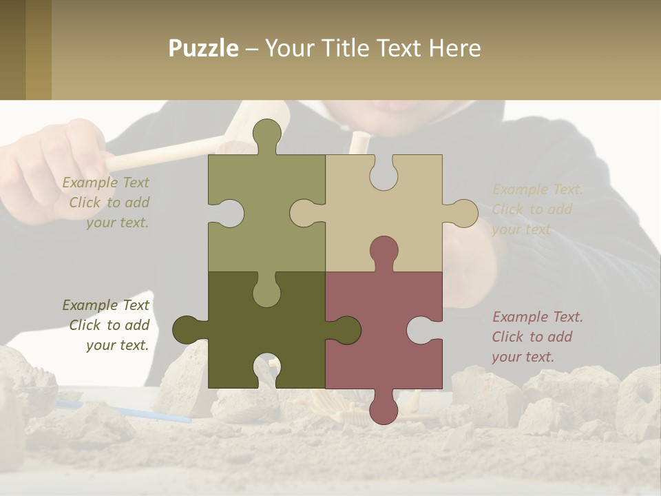 A Young Boy Is Playing With A Wooden Spoon PowerPoint Template
