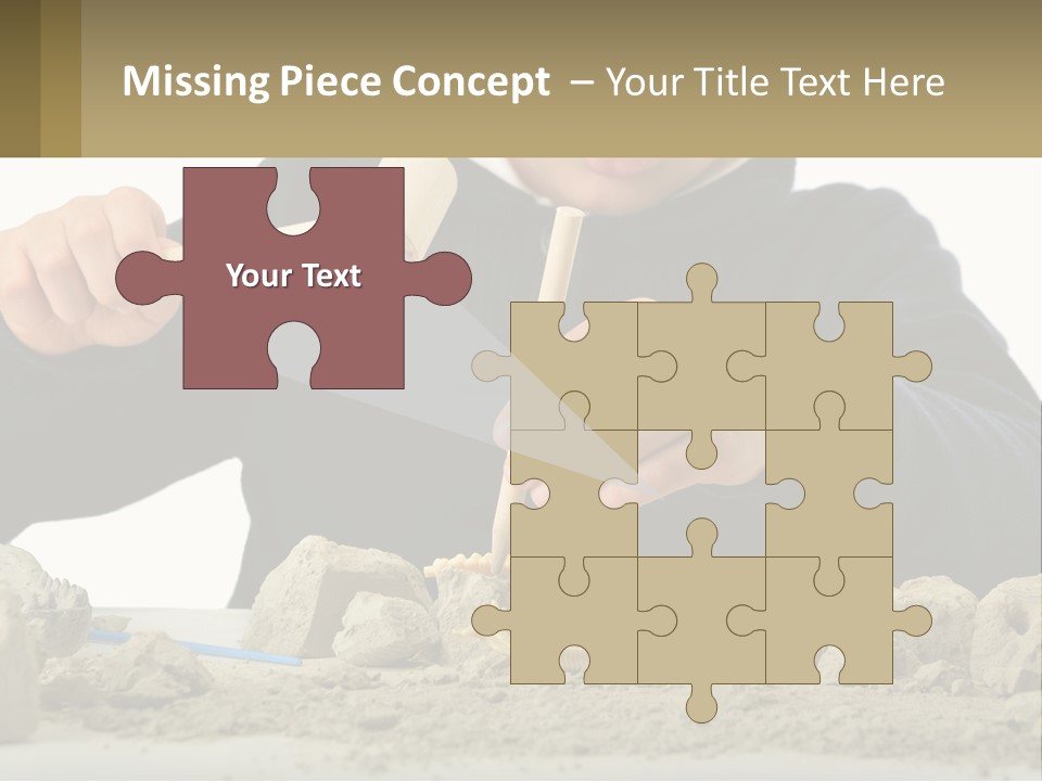 A Young Boy Is Playing With A Wooden Spoon PowerPoint Template