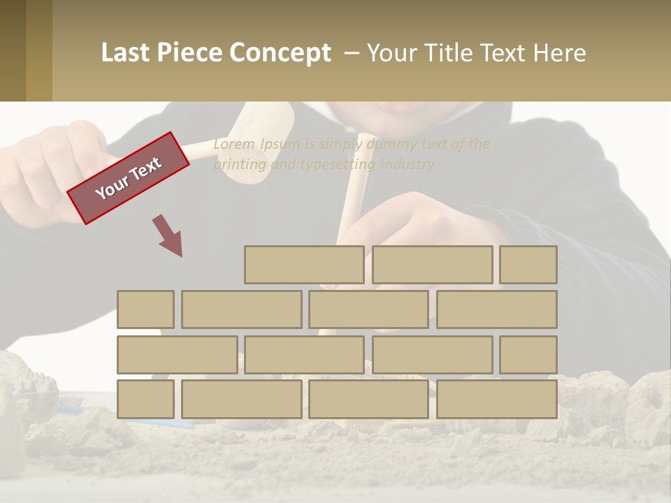 A Young Boy Is Playing With A Wooden Spoon PowerPoint Template