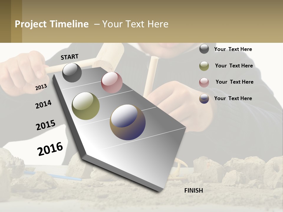 A Young Boy Is Playing With A Wooden Spoon PowerPoint Template