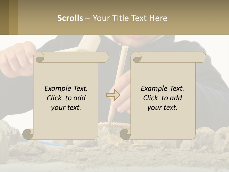 A Young Boy Is Playing With A Wooden Spoon PowerPoint Template