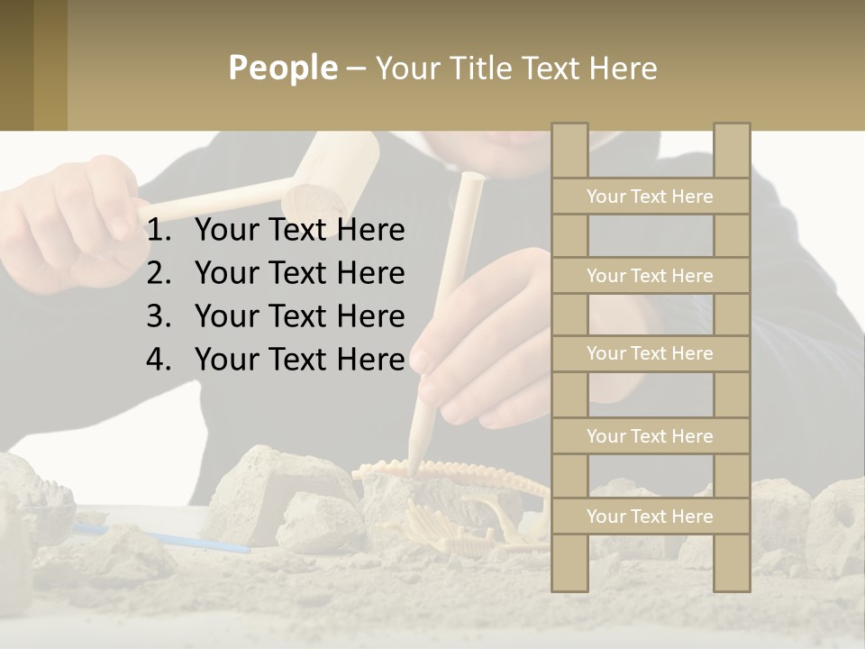A Young Boy Is Playing With A Wooden Spoon PowerPoint Template
