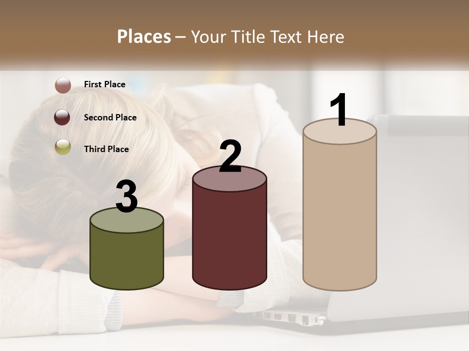 A Woman Leaning Her Head On Her Laptop PowerPoint Template