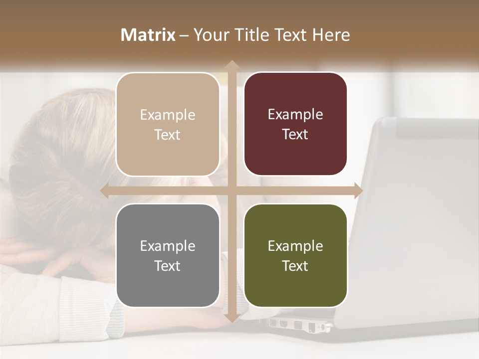 A Woman Leaning Her Head On Her Laptop PowerPoint Template