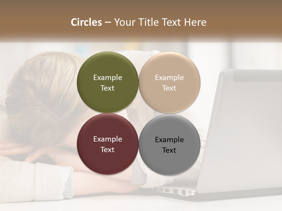 A Woman Leaning Her Head On Her Laptop PowerPoint Template
