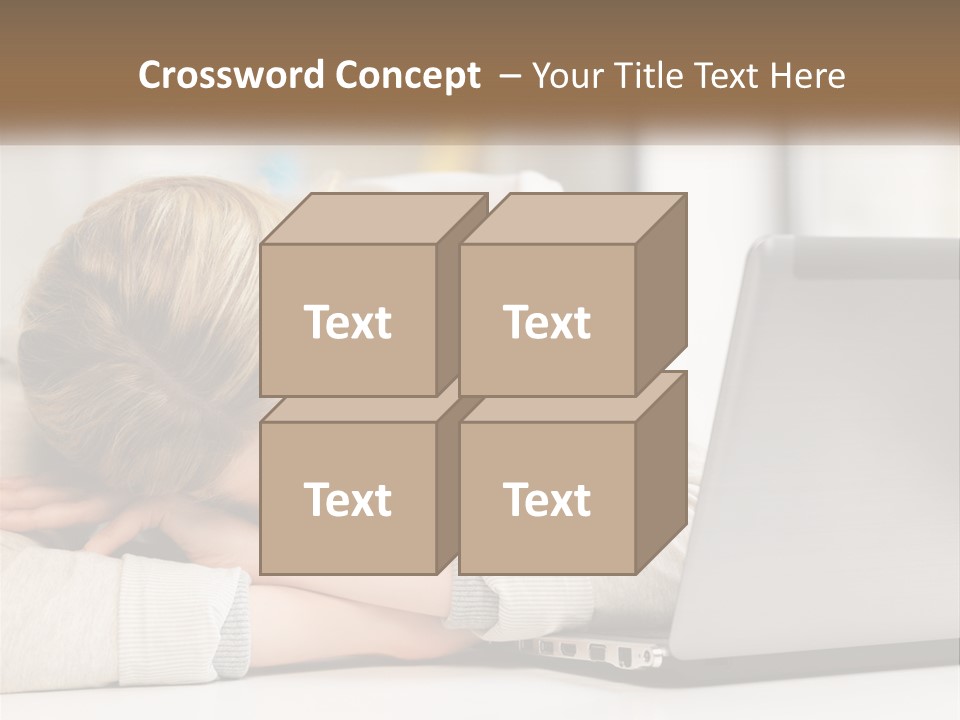A Woman Leaning Her Head On Her Laptop PowerPoint Template