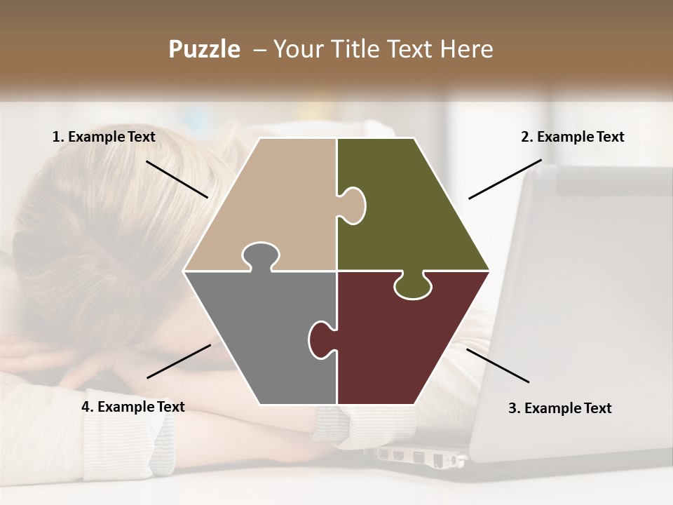 A Woman Leaning Her Head On Her Laptop PowerPoint Template