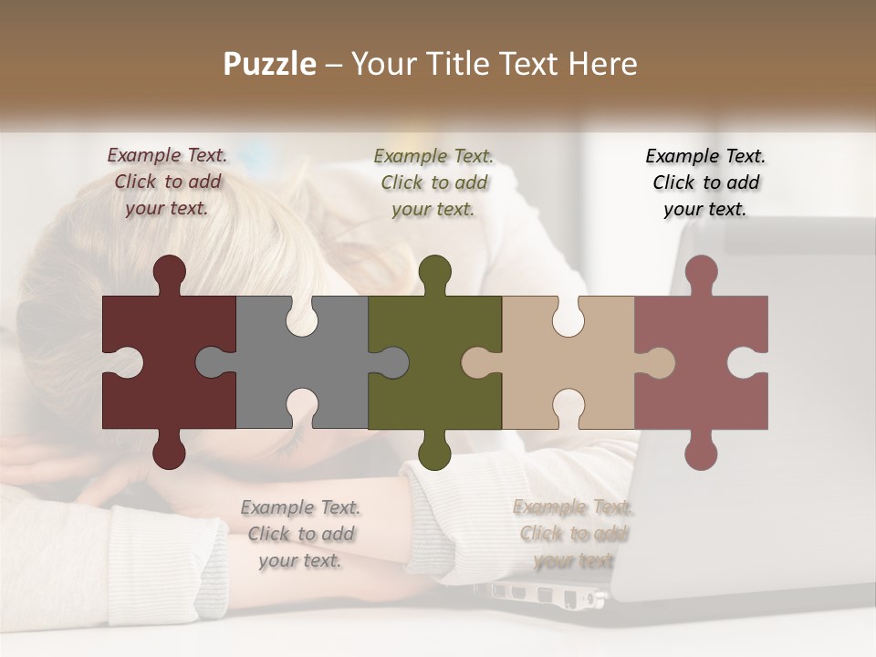 A Woman Leaning Her Head On Her Laptop PowerPoint Template