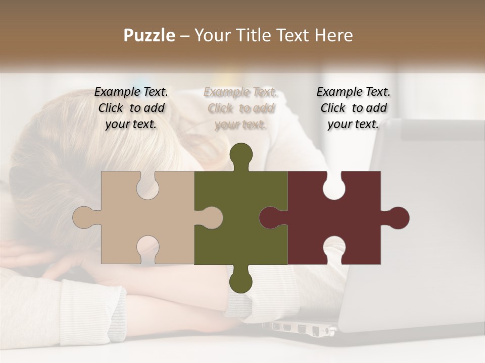 A Woman Leaning Her Head On Her Laptop PowerPoint Template