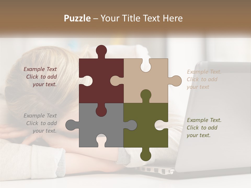 A Woman Leaning Her Head On Her Laptop PowerPoint Template