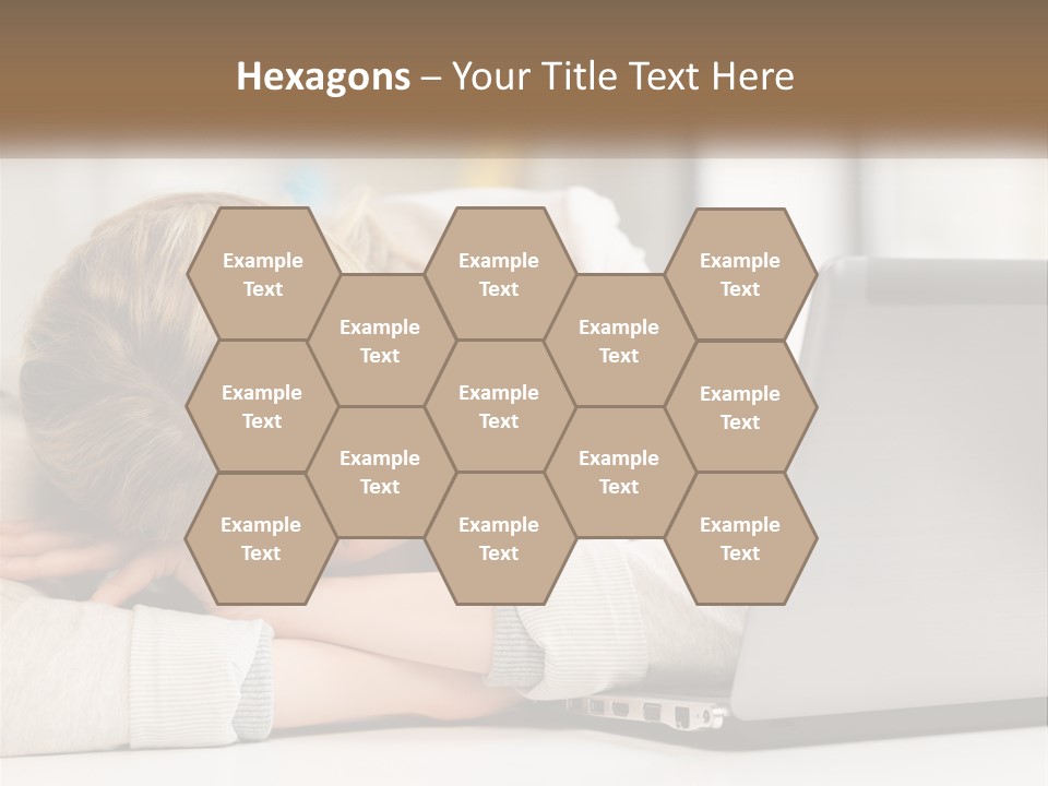 A Woman Leaning Her Head On Her Laptop PowerPoint Template