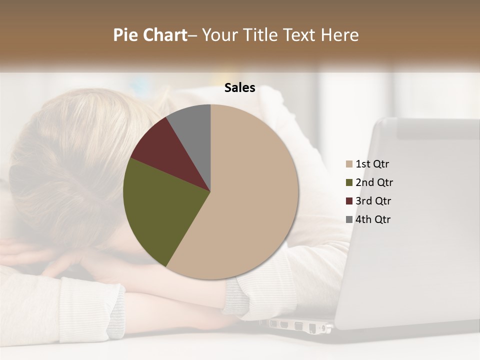 A Woman Leaning Her Head On Her Laptop PowerPoint Template