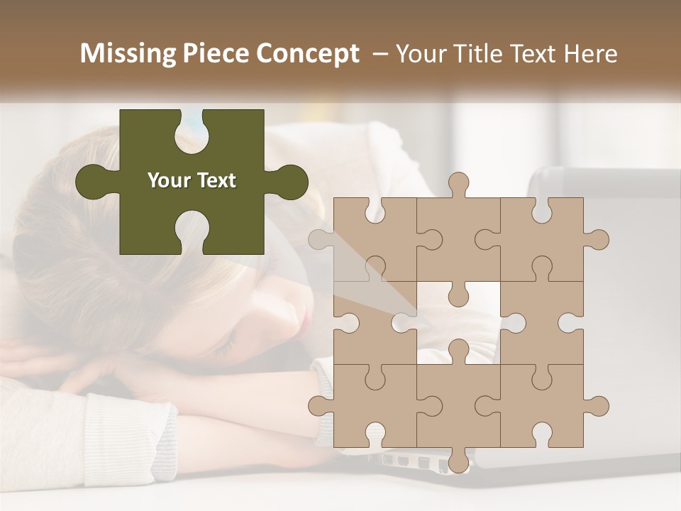 A Woman Leaning Her Head On Her Laptop PowerPoint Template