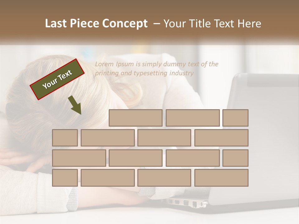 A Woman Leaning Her Head On Her Laptop PowerPoint Template