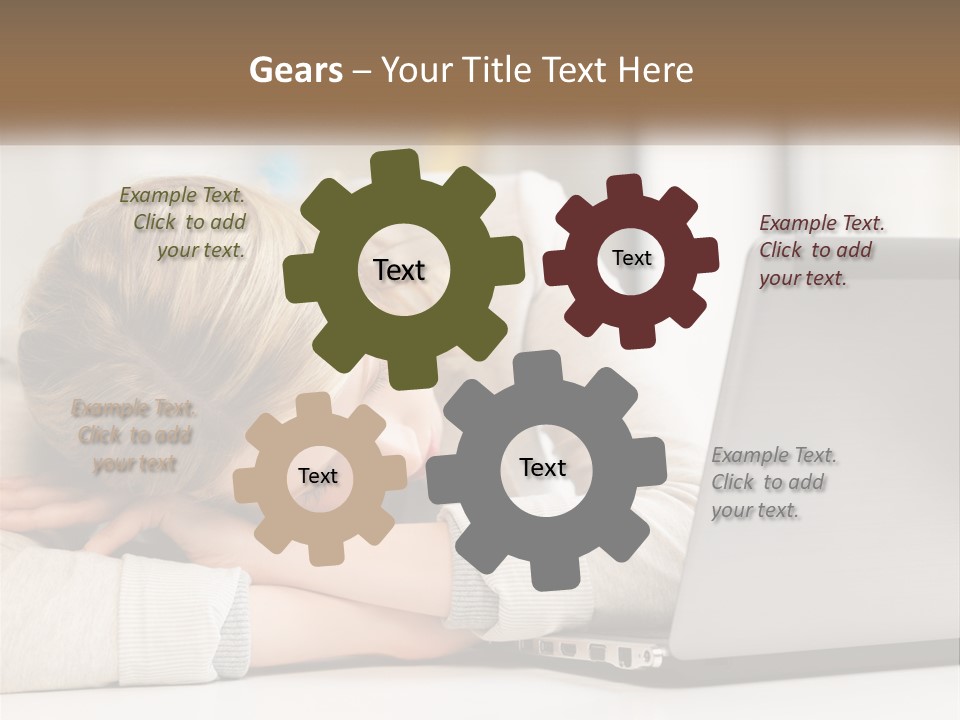 A Woman Leaning Her Head On Her Laptop PowerPoint Template