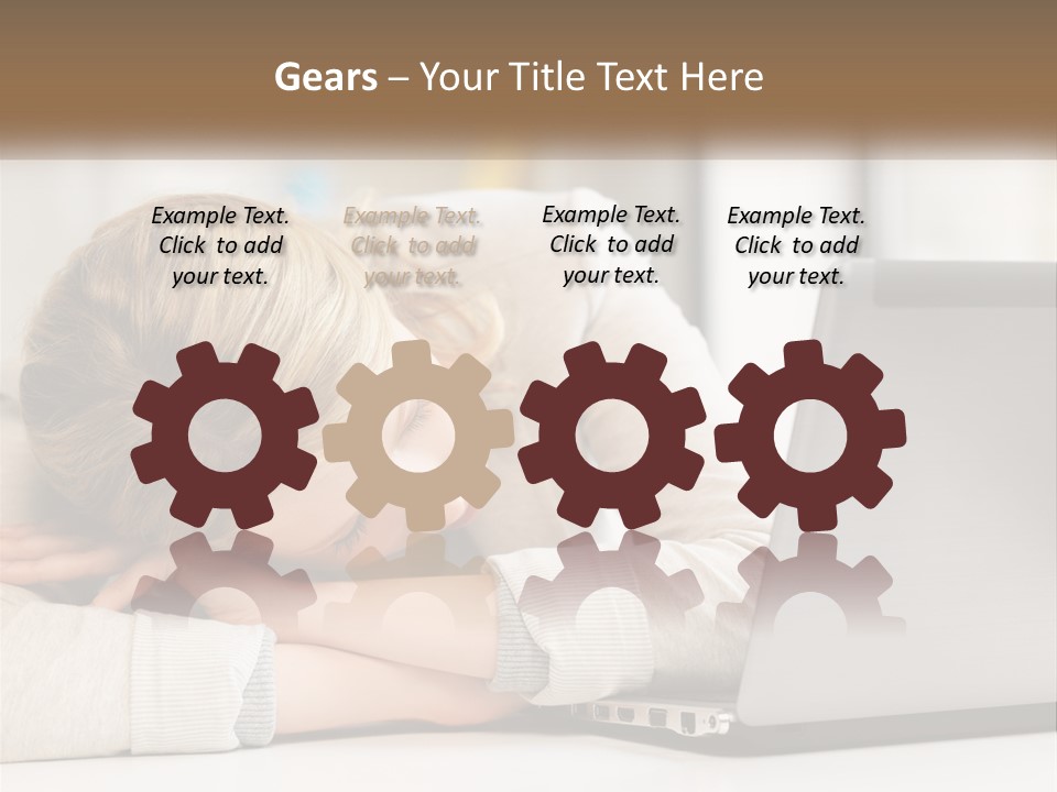 A Woman Leaning Her Head On Her Laptop PowerPoint Template