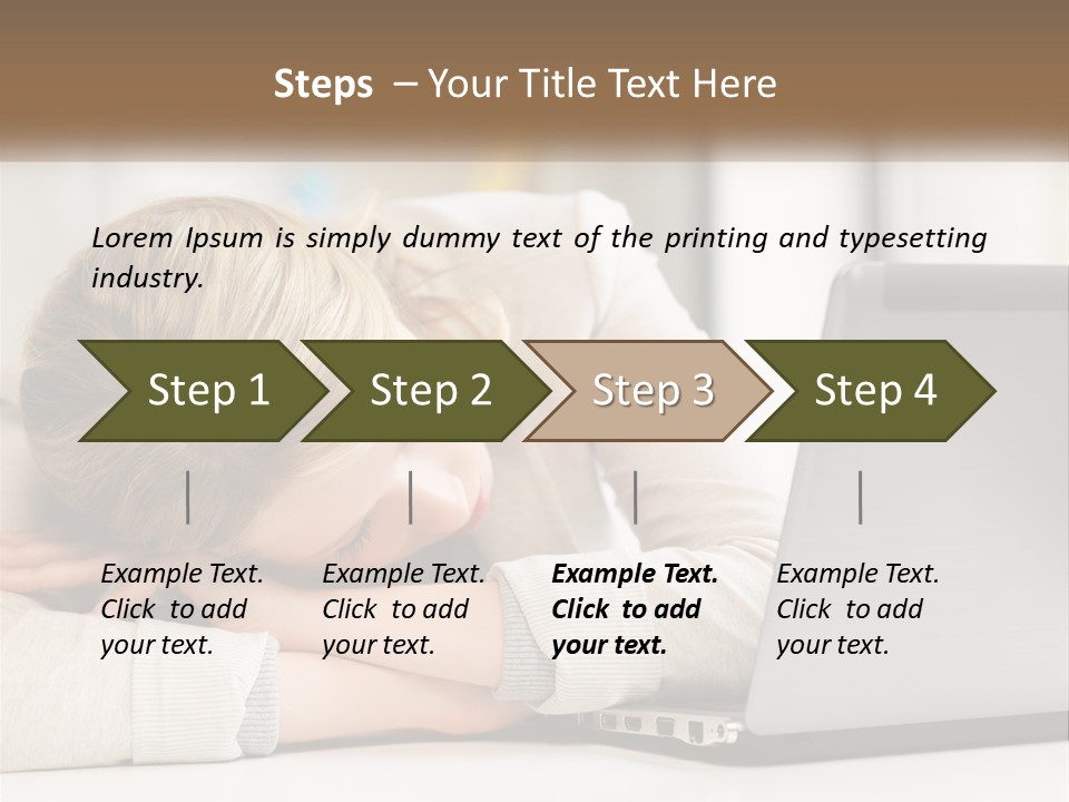 A Woman Leaning Her Head On Her Laptop PowerPoint Template