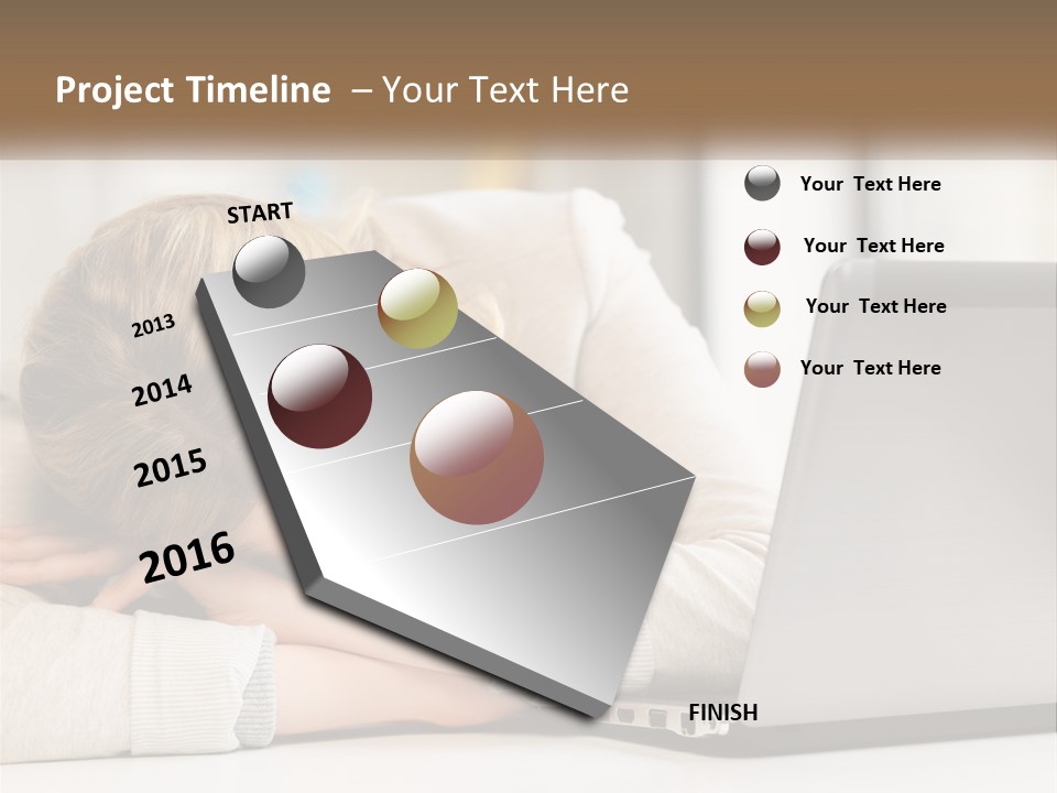 A Woman Leaning Her Head On Her Laptop PowerPoint Template
