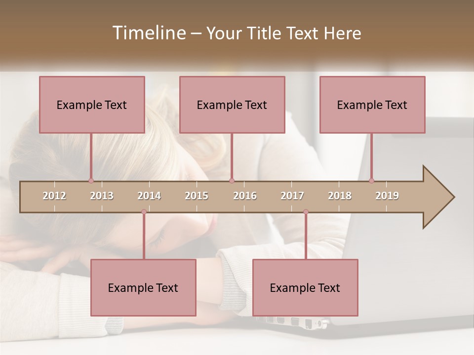 A Woman Leaning Her Head On Her Laptop PowerPoint Template