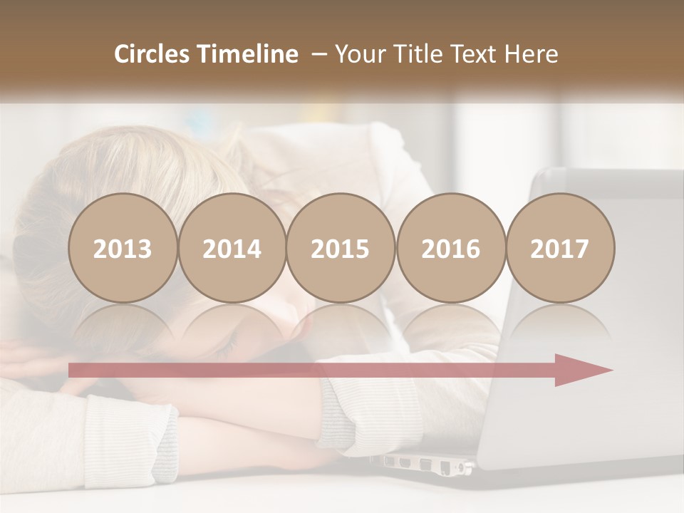 A Woman Leaning Her Head On Her Laptop PowerPoint Template