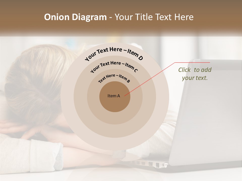 A Woman Leaning Her Head On Her Laptop PowerPoint Template