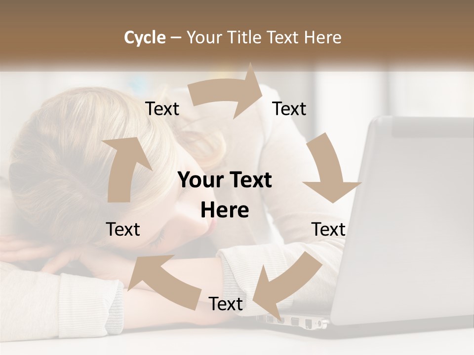 A Woman Leaning Her Head On Her Laptop PowerPoint Template