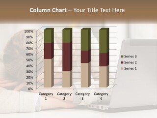 A Woman Leaning Her Head On Her Laptop PowerPoint Template