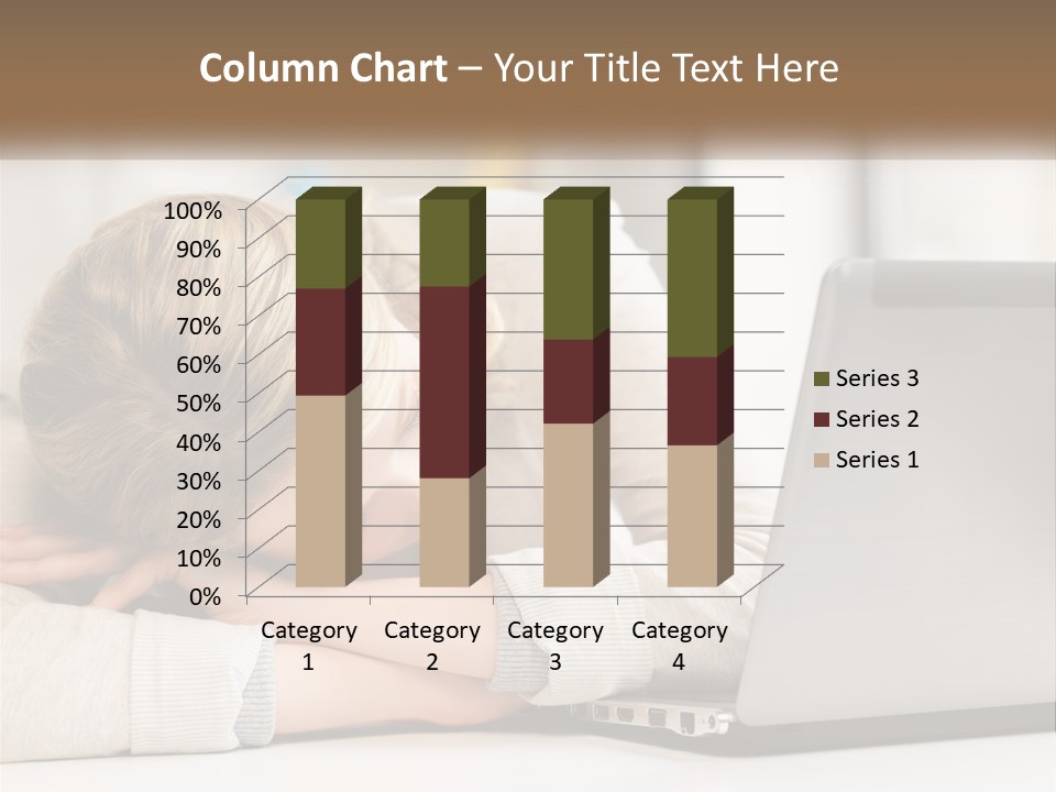 A Woman Leaning Her Head On Her Laptop PowerPoint Template