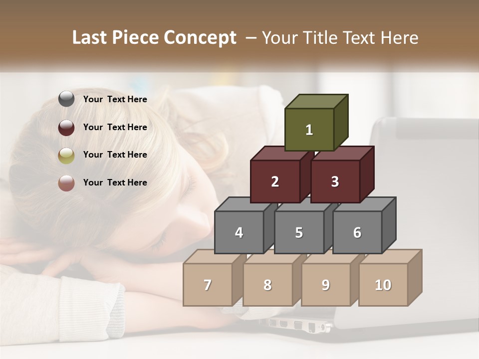 A Woman Leaning Her Head On Her Laptop PowerPoint Template