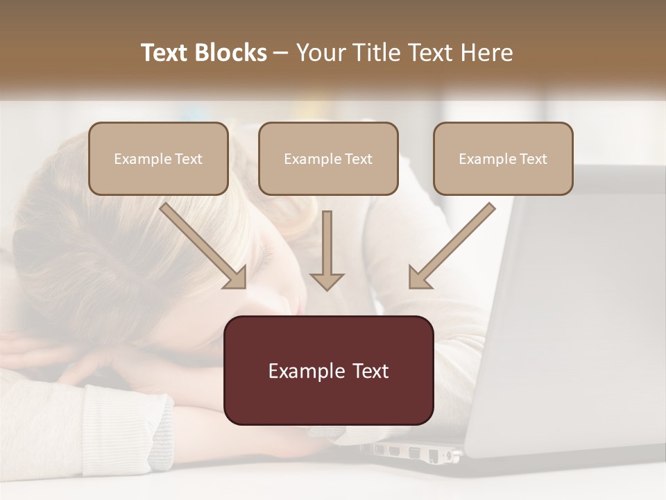 A Woman Leaning Her Head On Her Laptop PowerPoint Template
