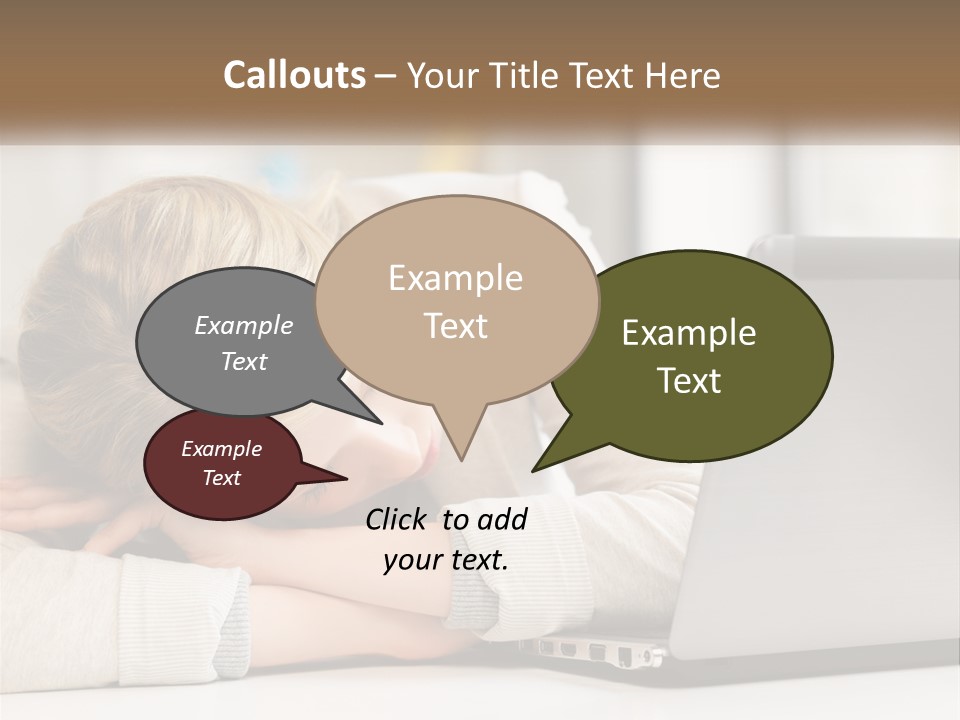 A Woman Leaning Her Head On Her Laptop PowerPoint Template