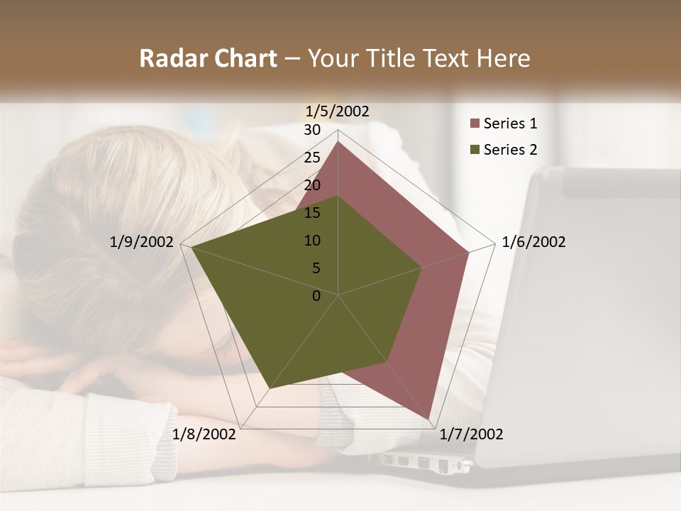 A Woman Leaning Her Head On Her Laptop PowerPoint Template