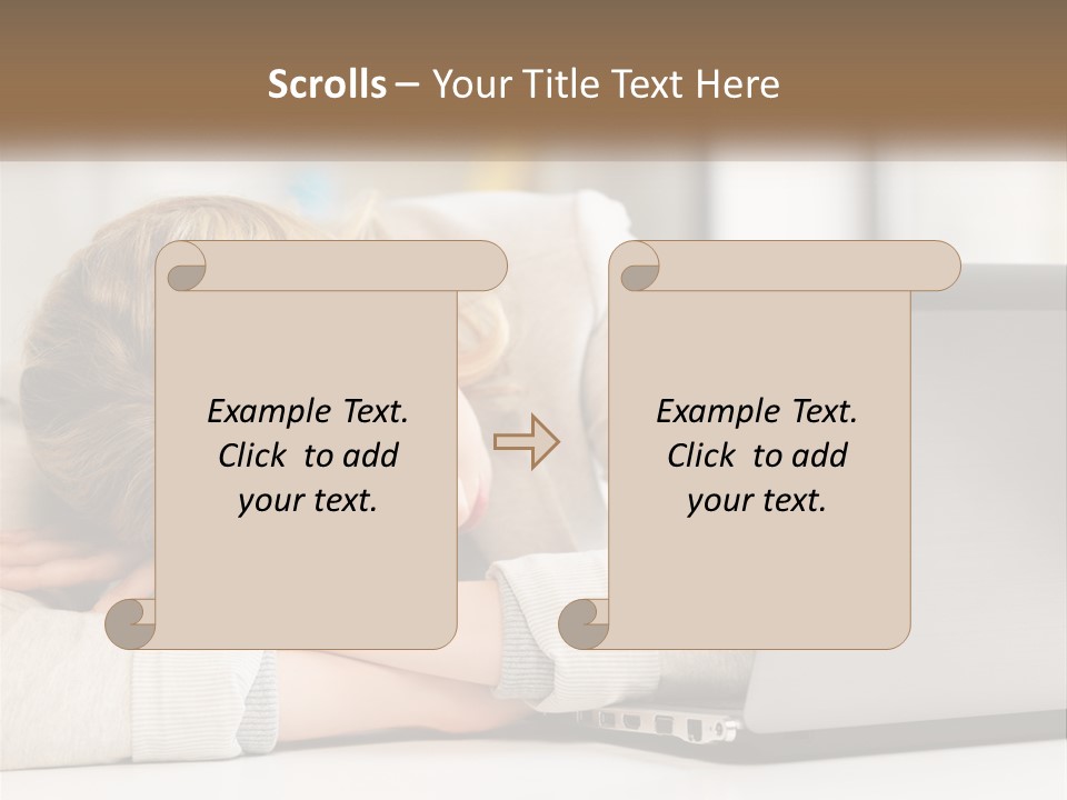 A Woman Leaning Her Head On Her Laptop PowerPoint Template