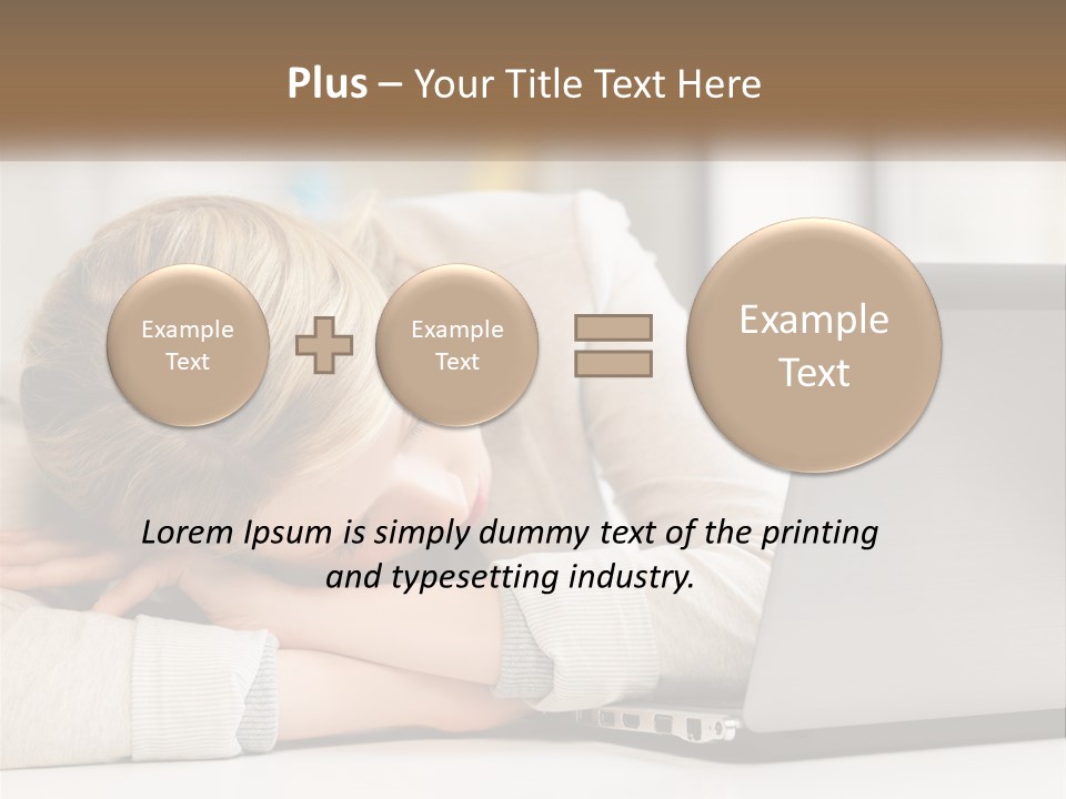 A Woman Leaning Her Head On Her Laptop PowerPoint Template