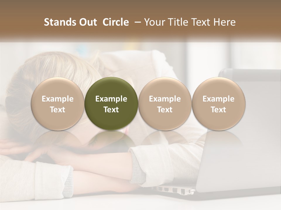 A Woman Leaning Her Head On Her Laptop PowerPoint Template