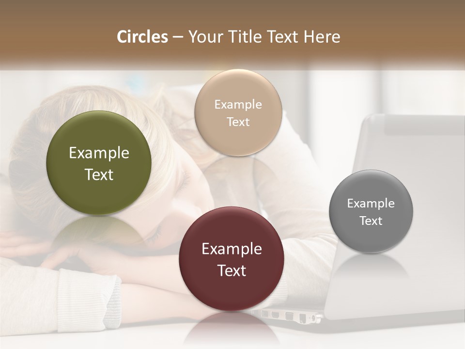 A Woman Leaning Her Head On Her Laptop PowerPoint Template