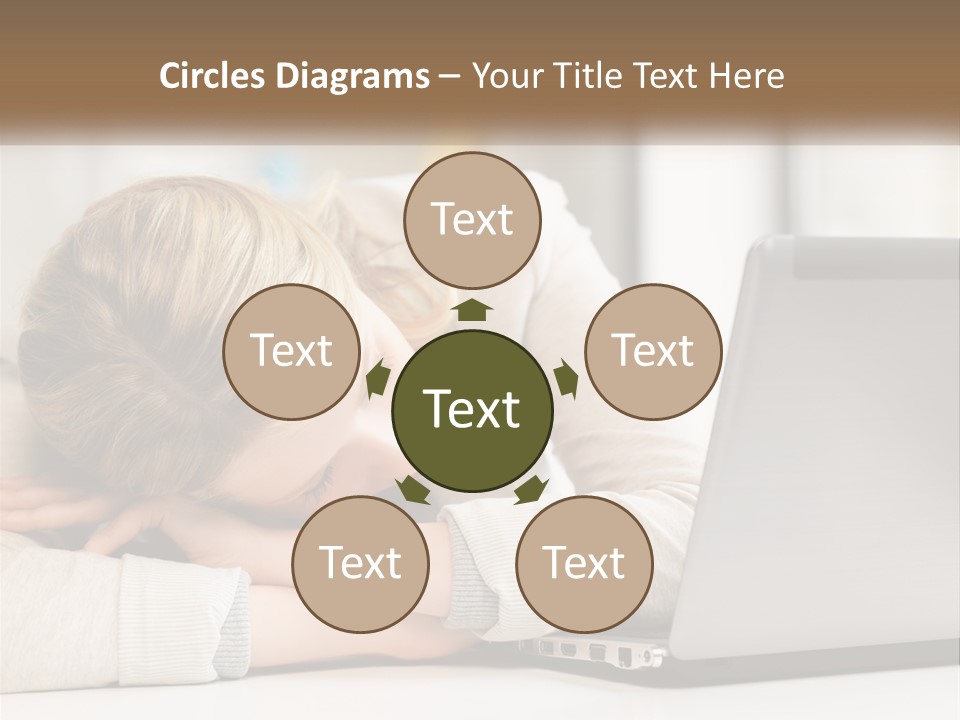 A Woman Leaning Her Head On Her Laptop PowerPoint Template