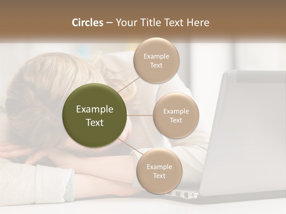 A Woman Leaning Her Head On Her Laptop PowerPoint Template