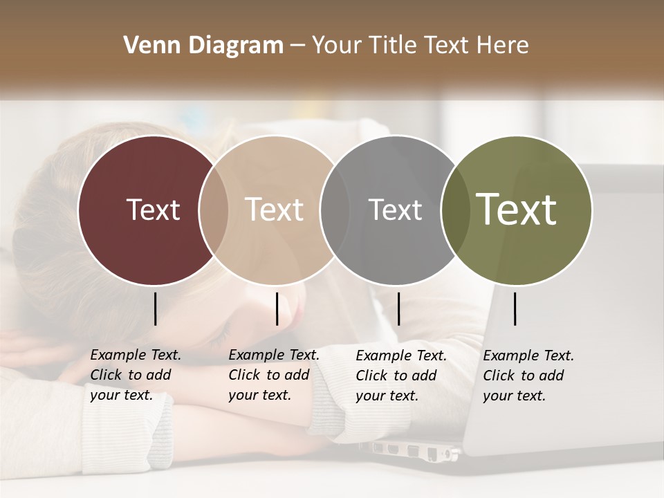 A Woman Leaning Her Head On Her Laptop PowerPoint Template