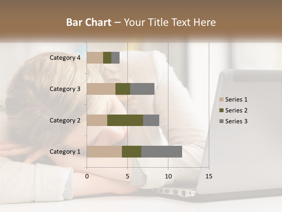 A Woman Leaning Her Head On Her Laptop PowerPoint Template
