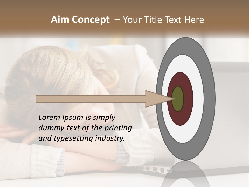 A Woman Leaning Her Head On Her Laptop PowerPoint Template