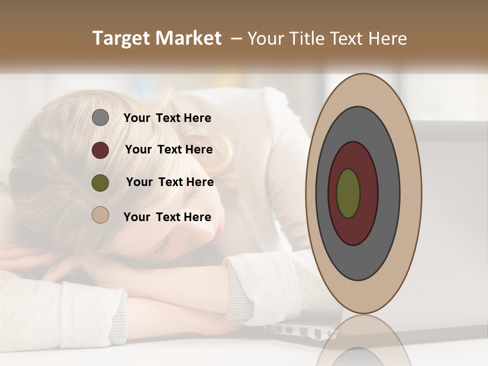 A Woman Leaning Her Head On Her Laptop PowerPoint Template