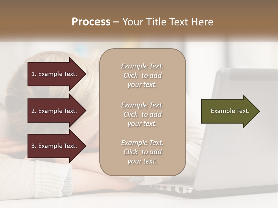 A Woman Leaning Her Head On Her Laptop PowerPoint Template