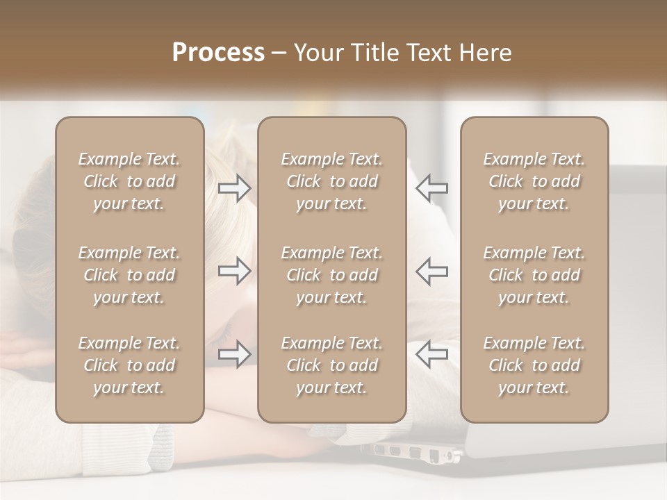 A Woman Leaning Her Head On Her Laptop PowerPoint Template