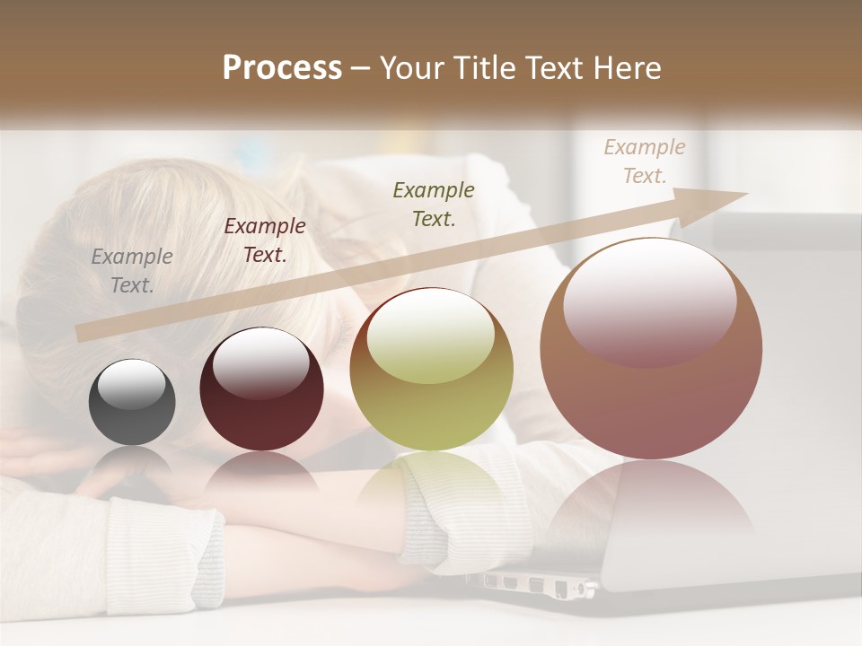 A Woman Leaning Her Head On Her Laptop PowerPoint Template