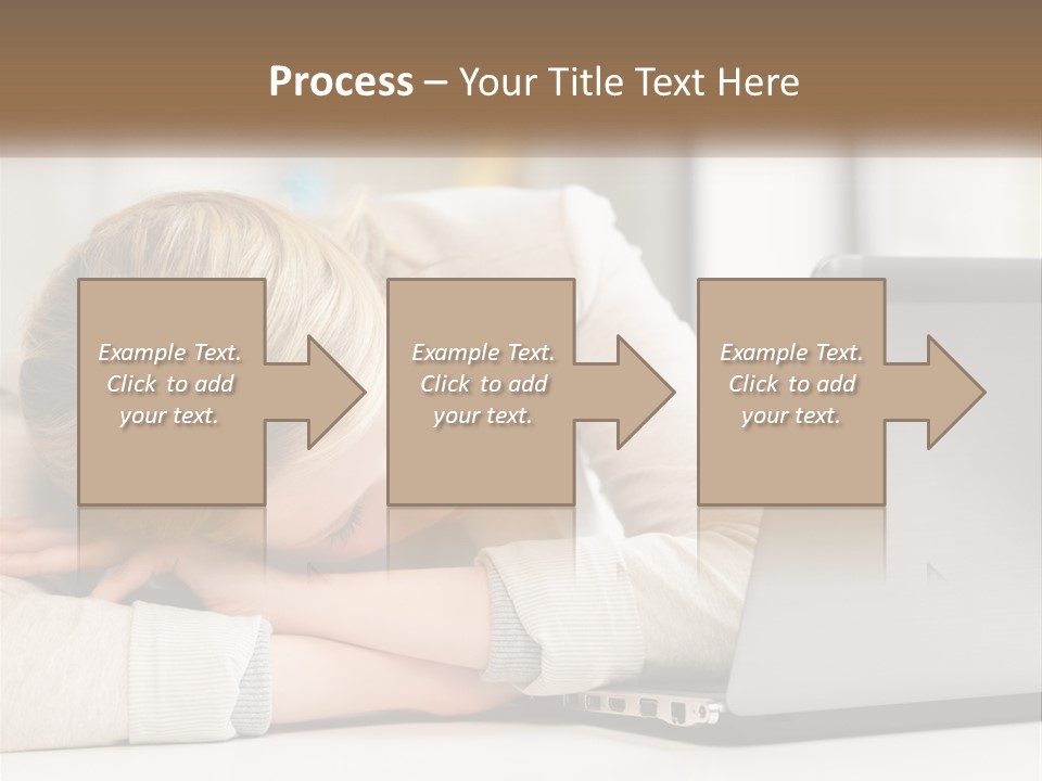 A Woman Leaning Her Head On Her Laptop PowerPoint Template
